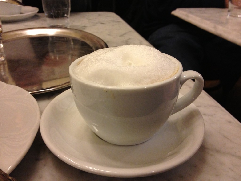 A frothy cup of Melange, perfect for a cold, foggy afternoon in Vienna