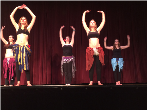 Members of McDaniel's Belly Dance club perform before "The Vagina Monologues"