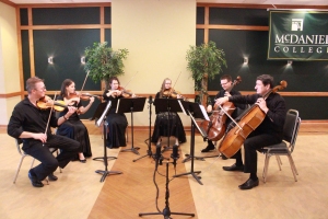 Musicians performing Luigi Boccherini’s Sextet in f minor, G. 457, photo credit Jimmy Calderon