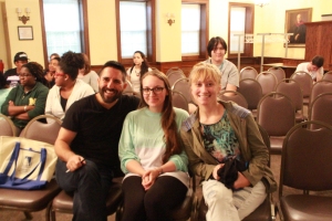 Joe Hernandez-Kolski with McDaniel Students Lizzie DeRycke and Ally Hufnagle. Photo by Jimmy Calderon