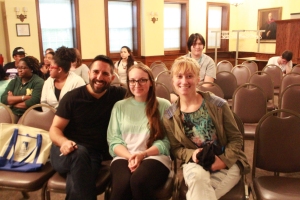 Joe Hernandez-Kolski with McDaniel Students Lizzie DeRycke and Ally Hufnagle. Photo by Jimmy Calderon