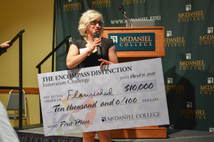 Nicole Rutherford talks after winning the grand prize. Photo by Kyle Parks. 