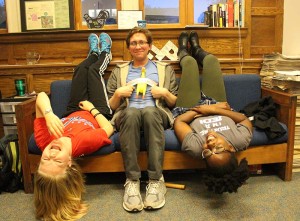 Kelsey and Melanie posing with next year's editor-in-chief, Kyle Parks. Photo by Jimmy Calderon