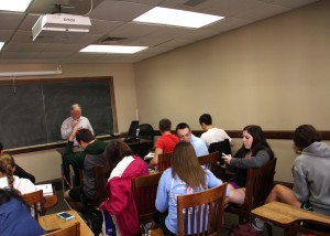 Dr. Seidel lectures to students. Photo by Jeremy Simon.