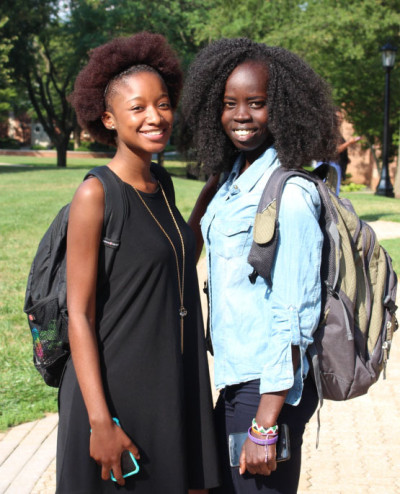 Juniors Allysa Mpofu & Agut Odolla posing for a picture outside of Decker Hall.