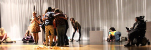 Manchester Valley students running through scenes at rehearsal. Photo by MacKenzie Farley