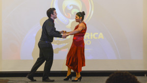 Mario Fernandez and Jasmin Chavez perform a salsa dance. Photo by Kyle Parks.