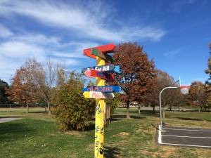 The park's directional pole encourages positive behavior among the park's visitors.