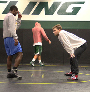 Drummond and St. John rest between sparring. Photo by Jullianne Kay.