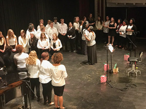 Gospel Choir's sections (altos to the left, tenors in the middle, sopranos to the right). Photo by Elijah Jones.