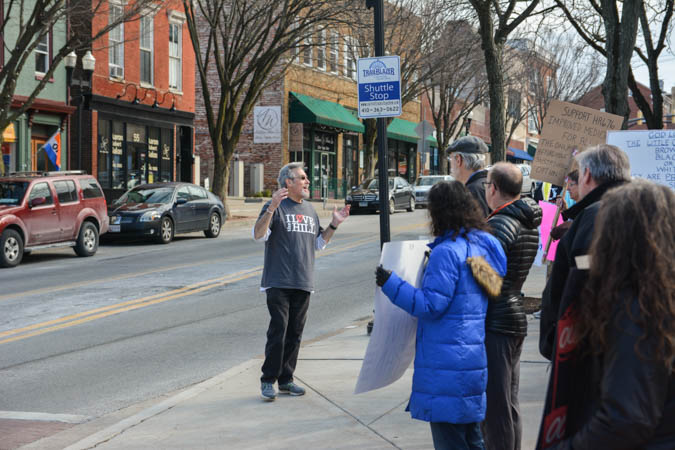 Dr. Henry Reiff talks to the crowd at the Feb. 11 rally. Photo by Kyle Parks.
